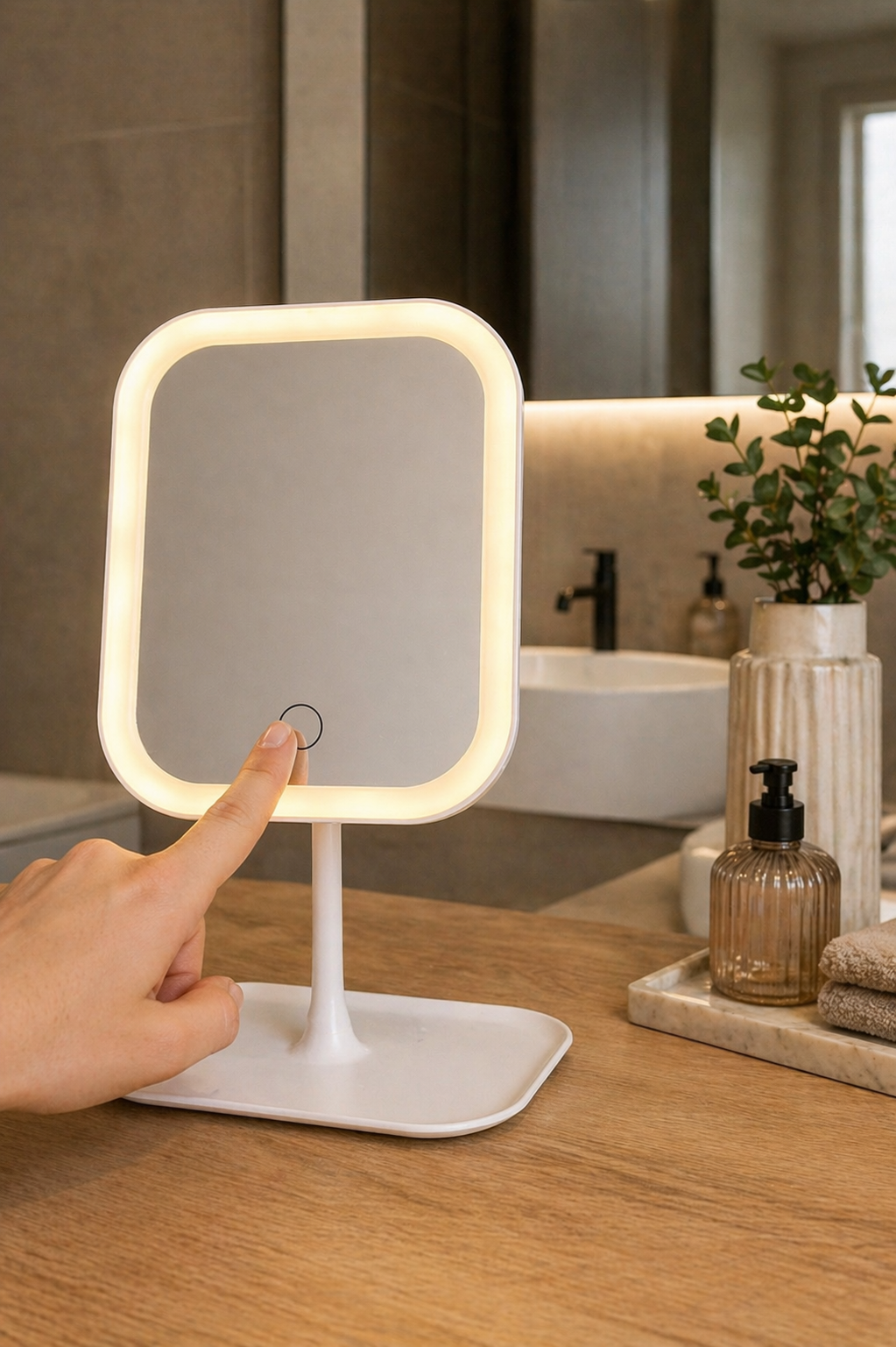 Espejo de luz led para tocador.