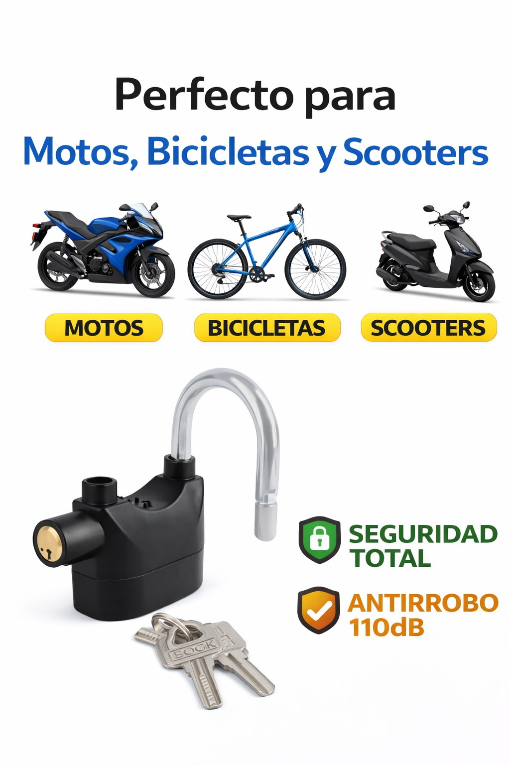 Candado Alarma de Motos y Bicicletas y pertencnias
